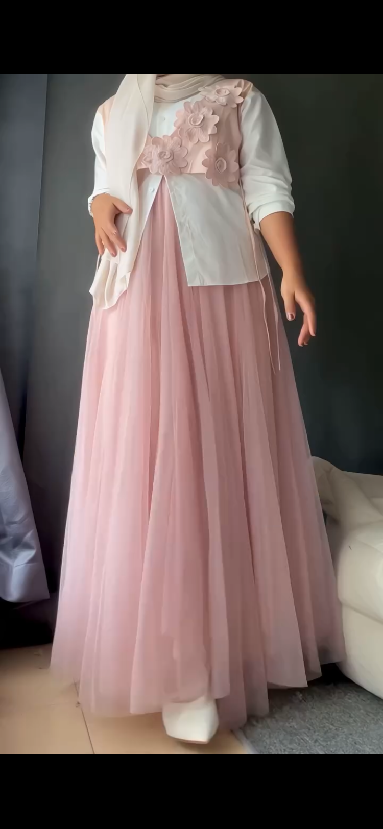 BABY PINK TULLE MAXI SKIRT