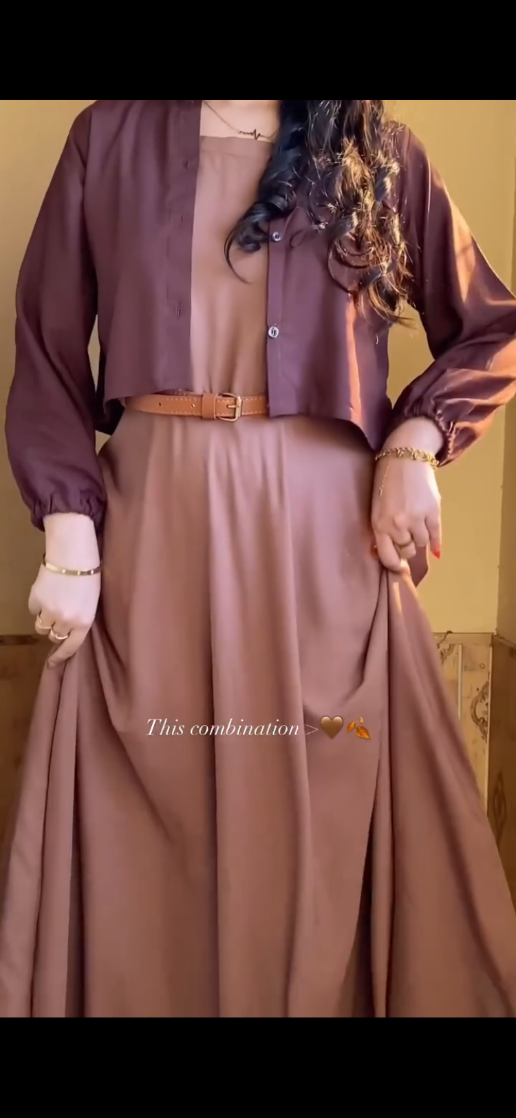 LAYERED MAXI DRESS CROPPED SHIRT & BELT SET