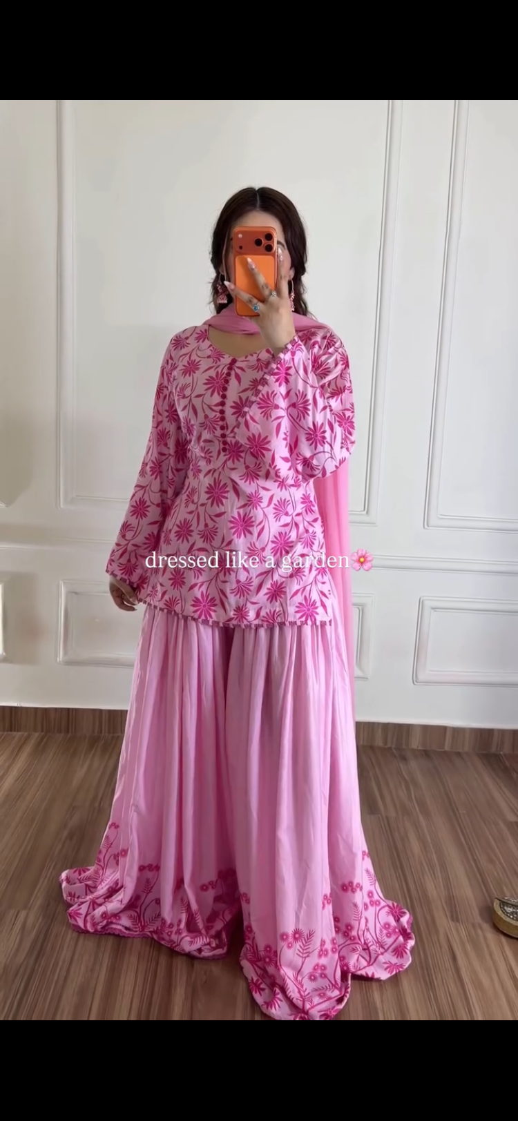 Pink Floral Gharara Set
