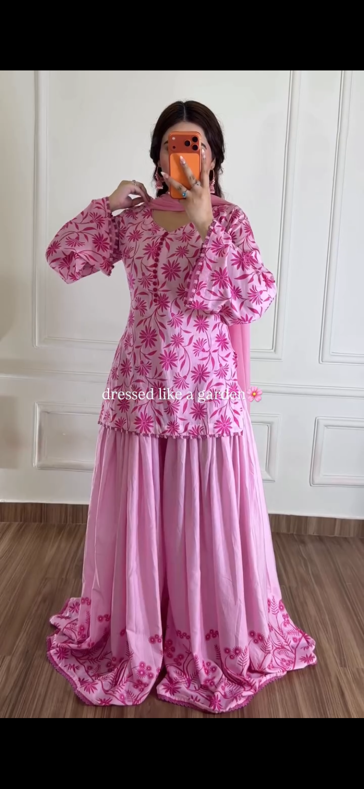 Pink Floral Gharara Set