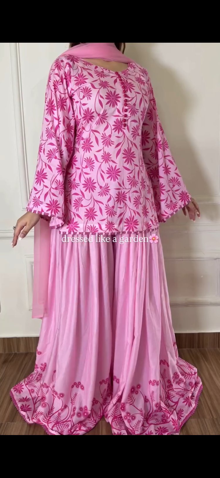 Pink Floral Gharara Set