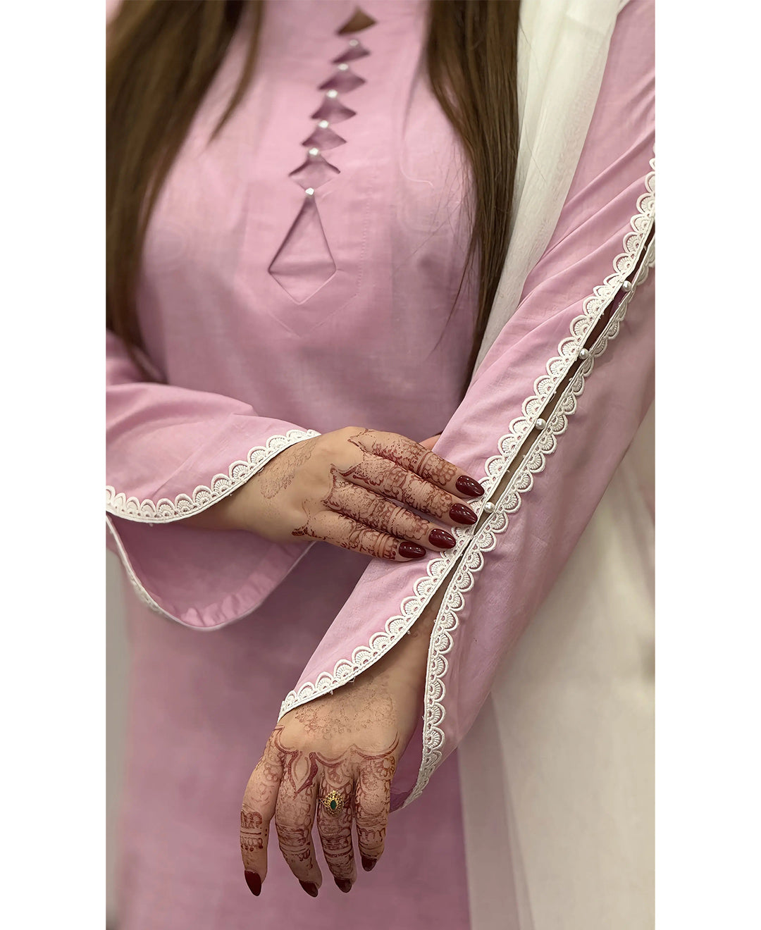 Zigzag pearl baby pink lawn 3pc