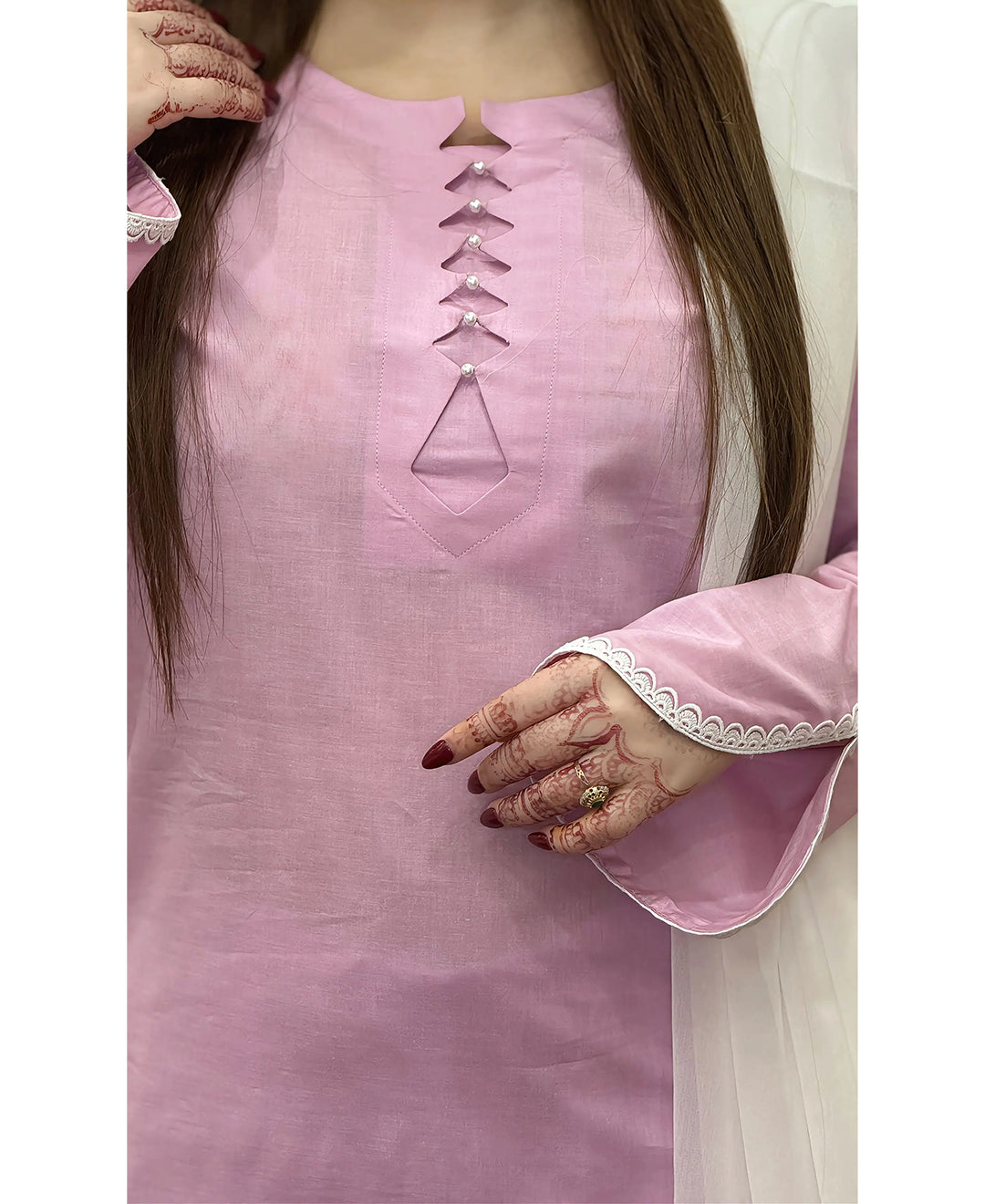 Zigzag pearl baby pink lawn 3pc