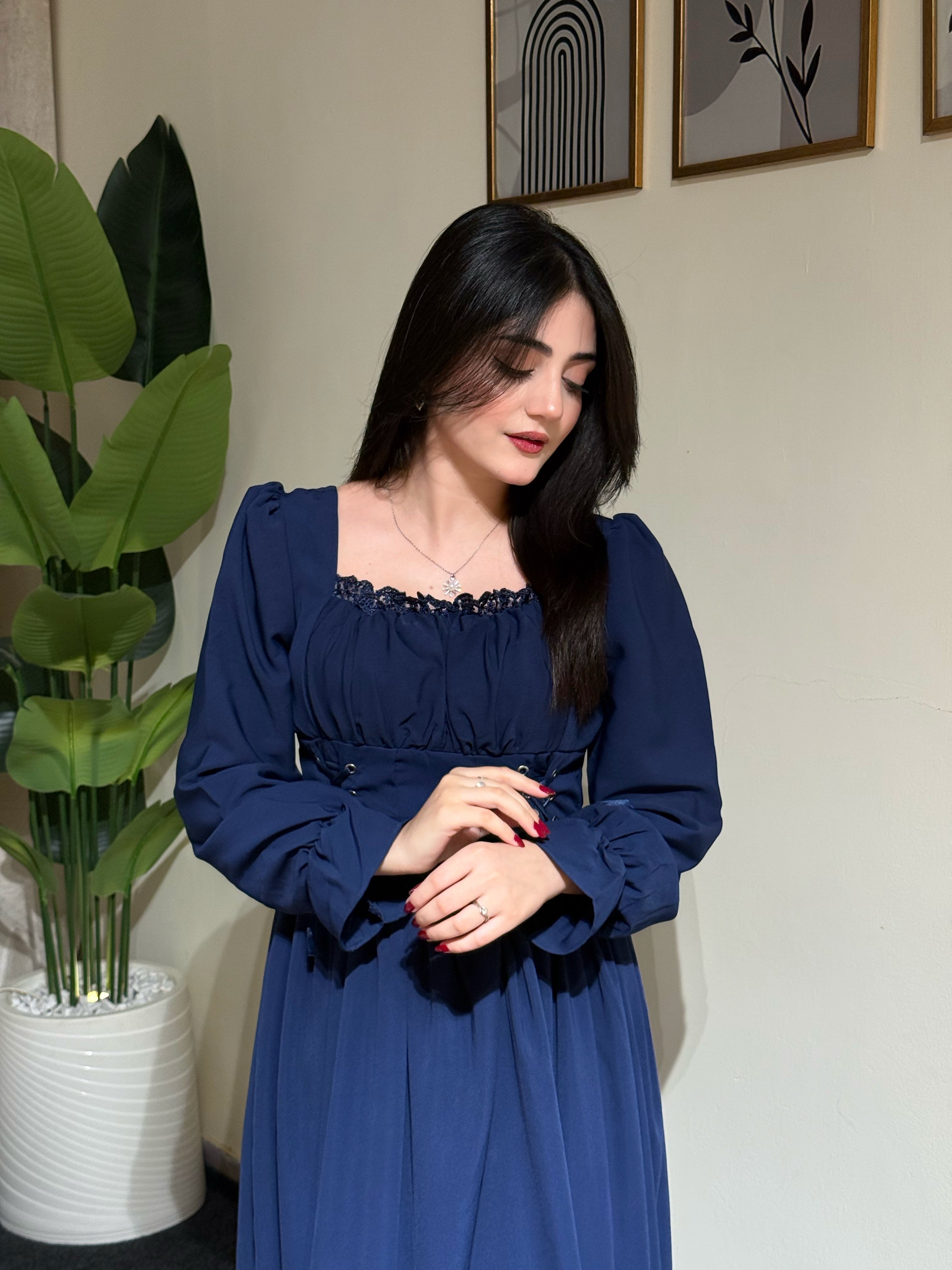 Navy blue cordet maxi dress