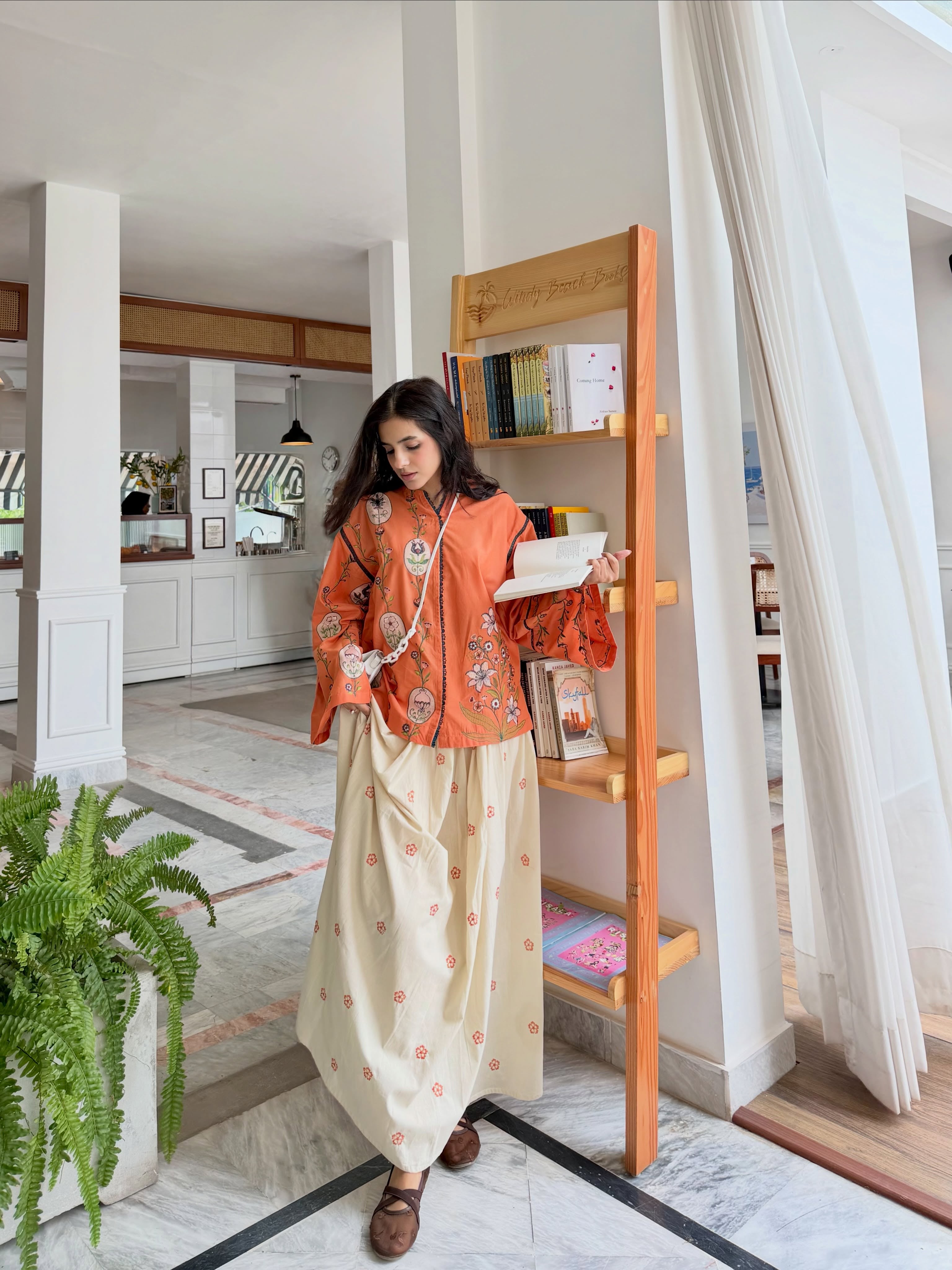 Printed  Short Shirt With Long Embroidered Skirt