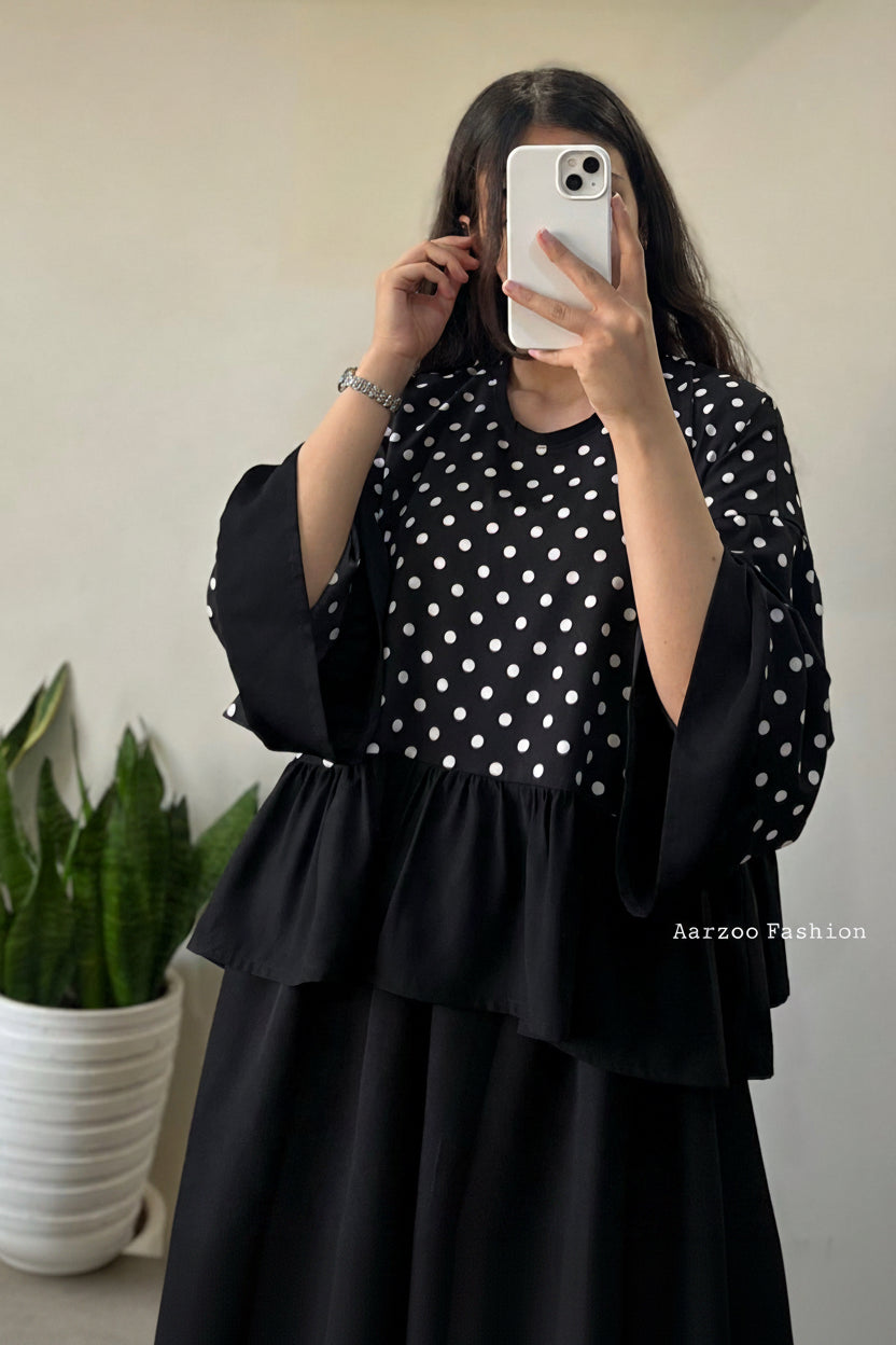 Black dot bell sleeve coord