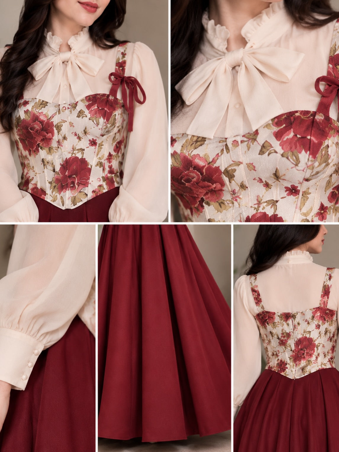 Floral print corset with extra flair skirt