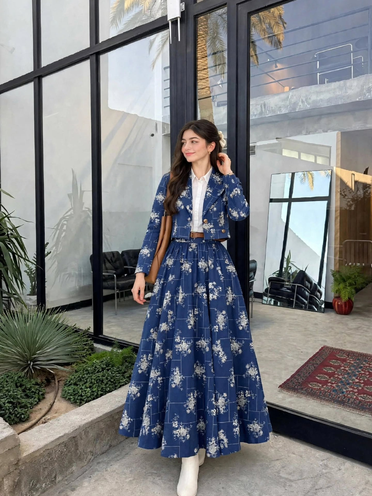 Floral print blazer skirt co-ord