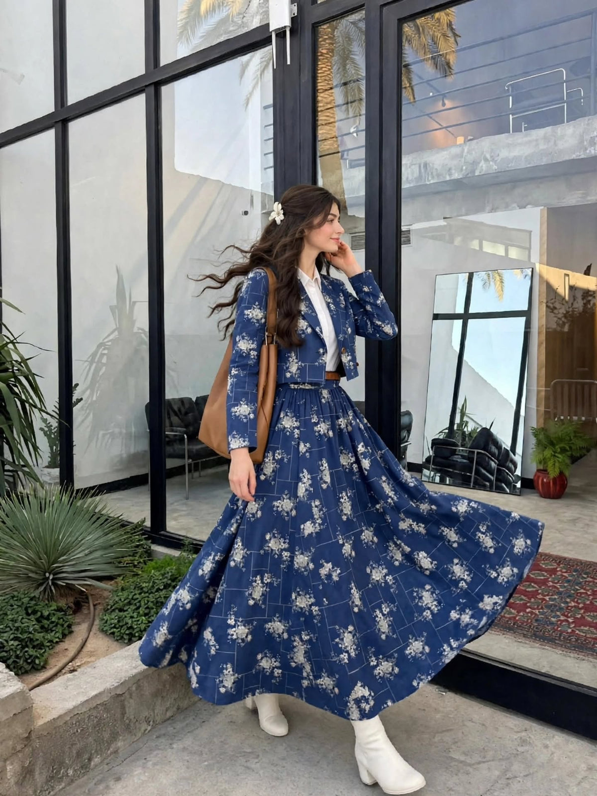 Floral print blazer skirt co-ord